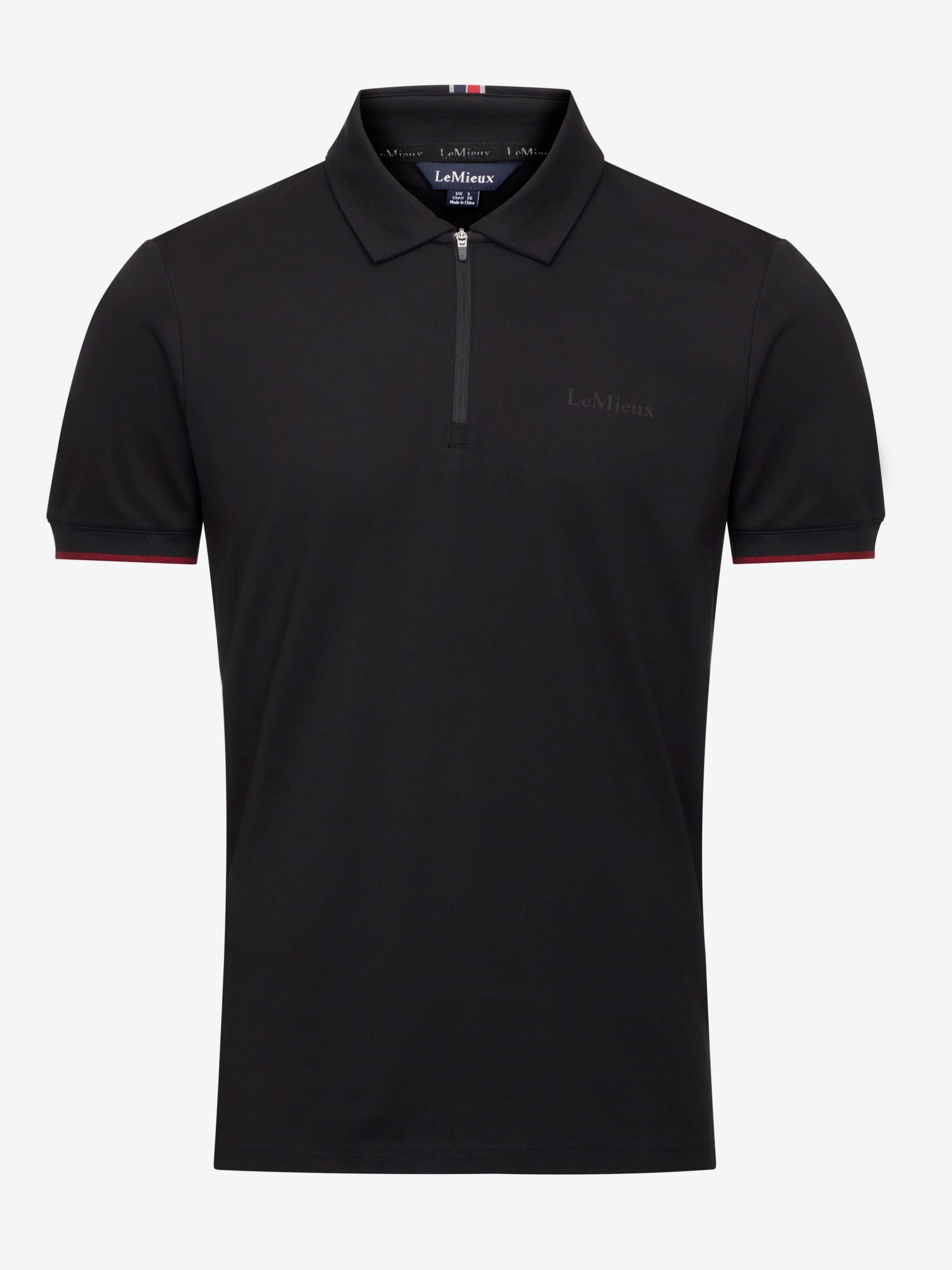 Mens Elite Zip Polo Shirt Black