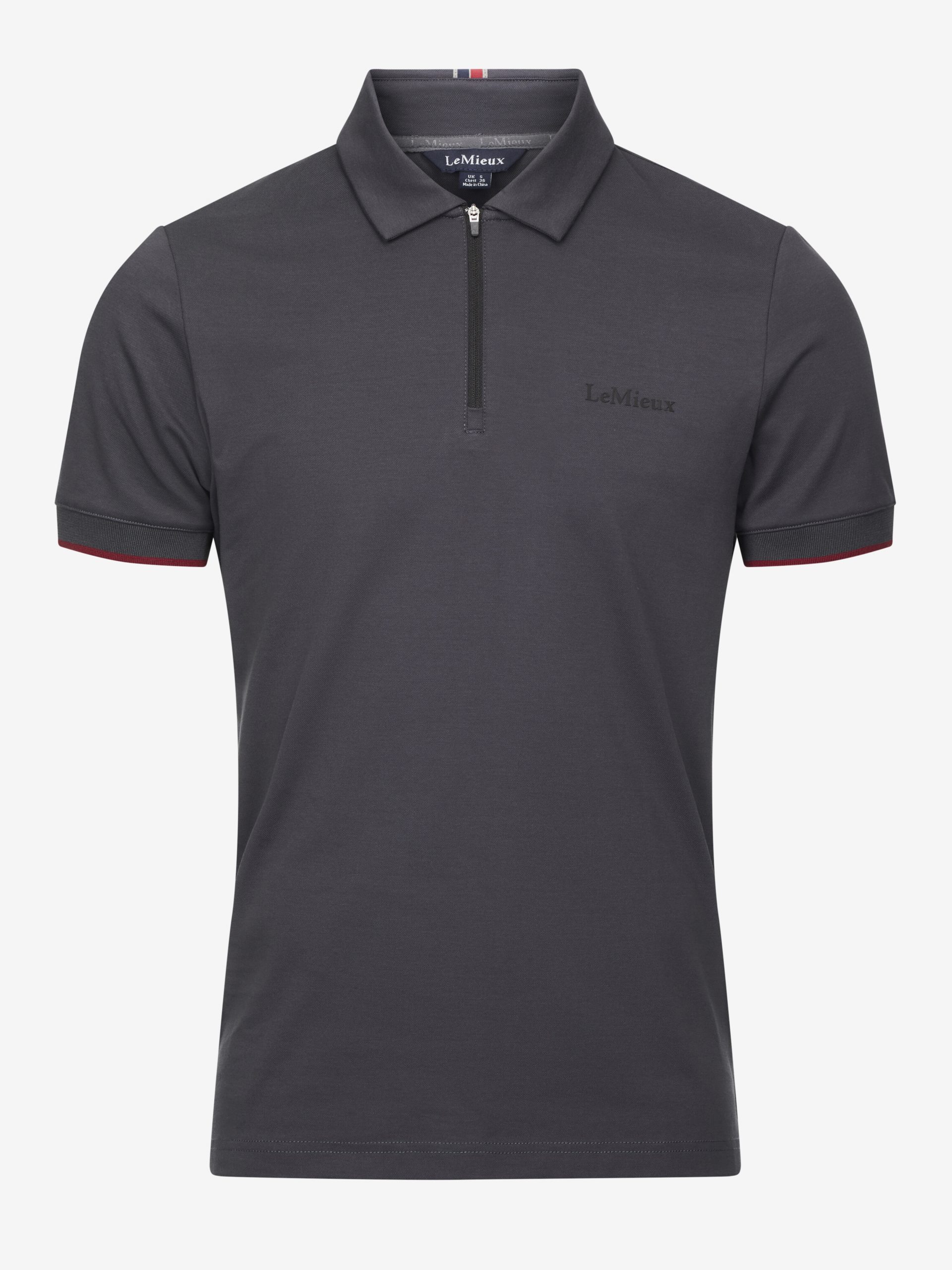 Mens Elite Zip Polo Shirt Charcoal