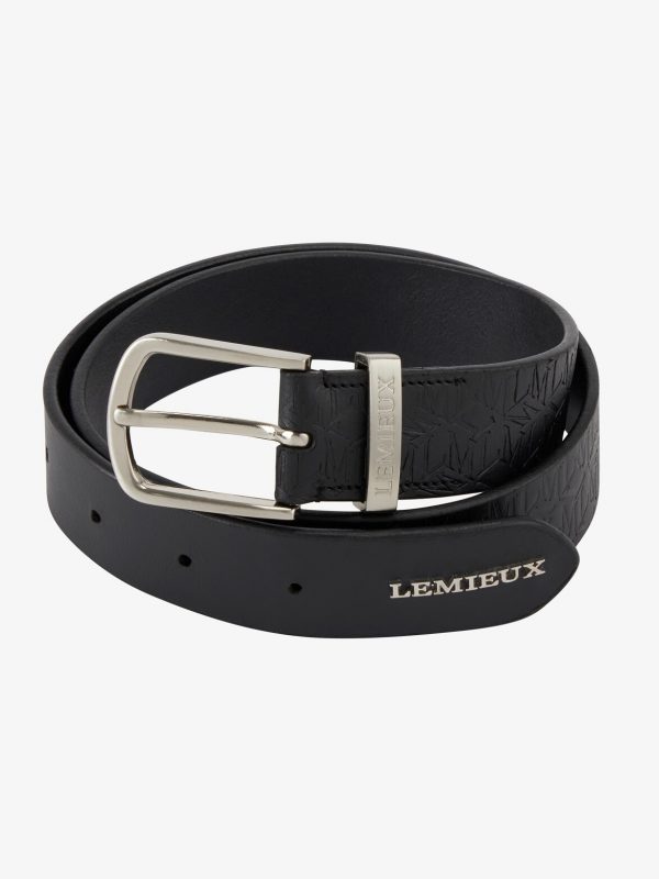 Debossed Leather Belt Black
