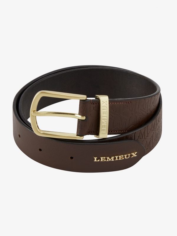 Debossed Leather Belt Brown