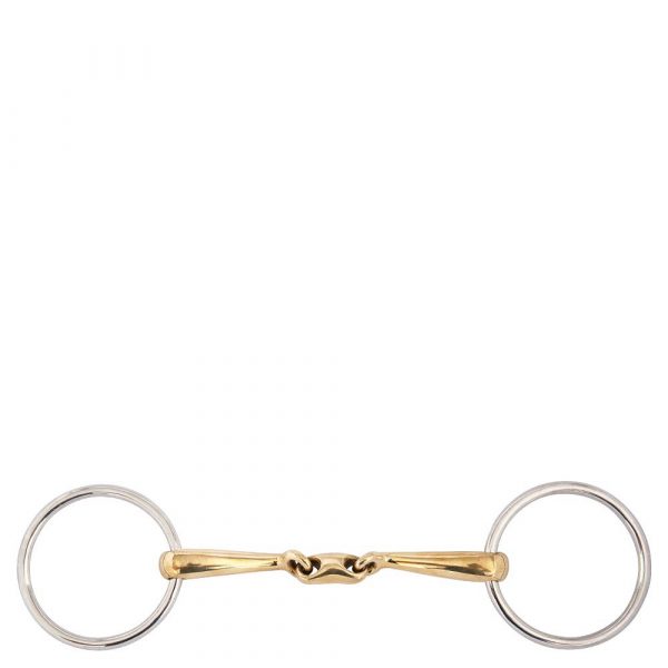 BR Articulación Doble Loose Ring Snaffle Slightly Curved Soft Contact 14 mm