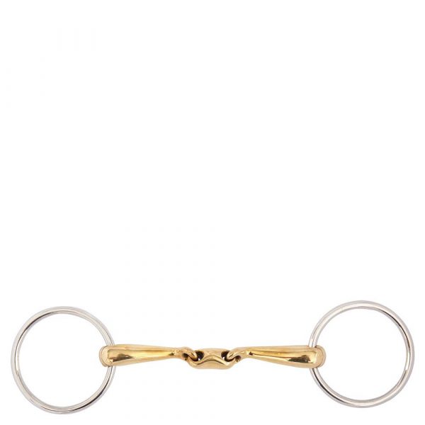 BR Articulación Doble Loose Ring Snaffle Slightly Curved Soft Contact 16 mm