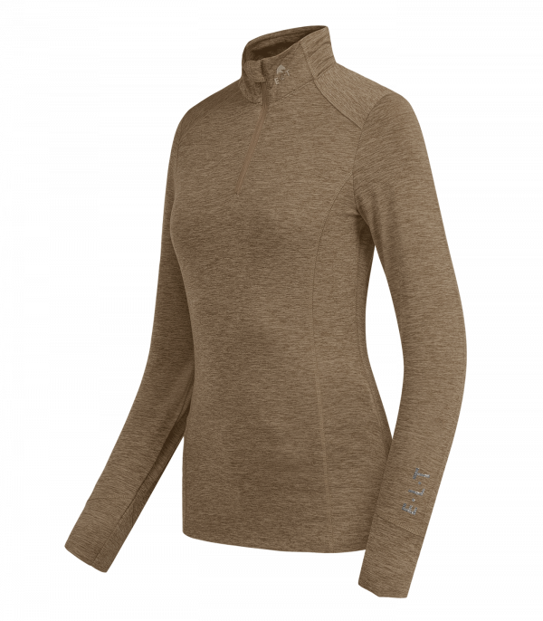 Camiseta funcional con cremallera Milano capuchino melange