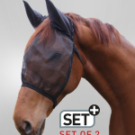 Máscara antimoscas Basic, set de dos unidades, con protección para las orejas negro (con orejeras)