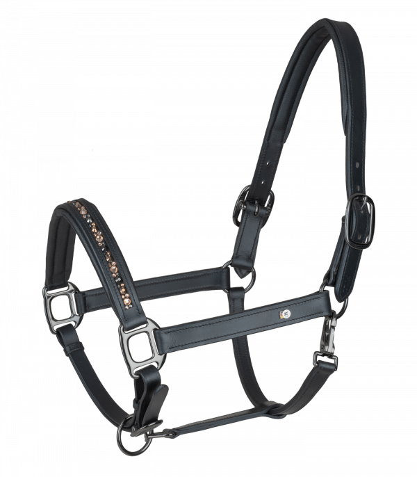Cabestro de cuero X-Line Crystal de Waldhausen negro/gris