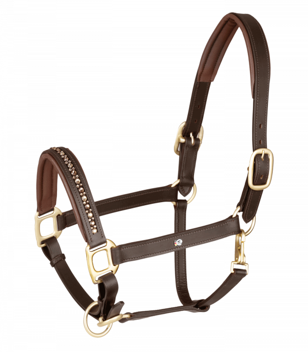 Cabestro de cuero X-Line Crystal de Waldhausen marrón/oro