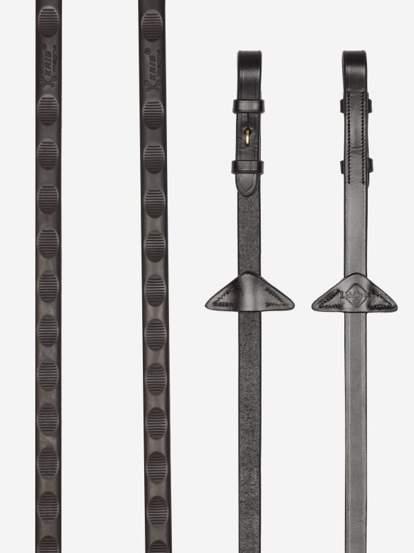 Magna Grip Rubber Reins Brown/Brass
