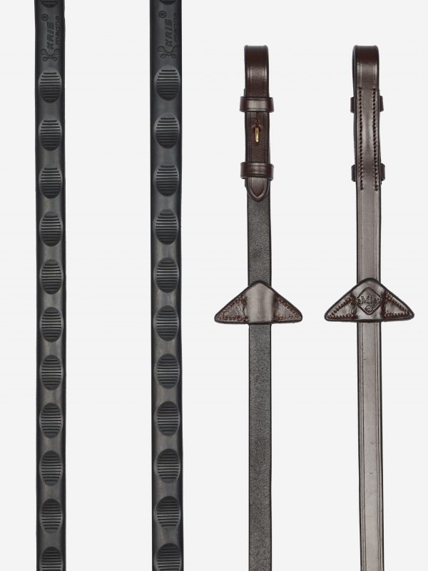 Magna Grip Rubber Reins Havana/Brass