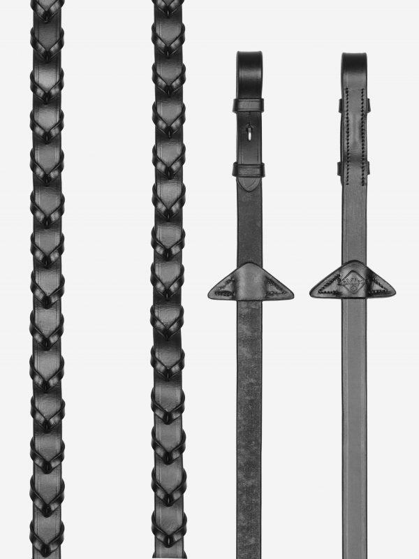Leather Laced Reins Black/Silver