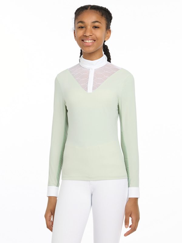 Young Rider Eva Long Sleeve Show Shirt Pistachio