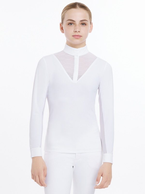 Young Rider Eva Long Sleeve Show Shirt White