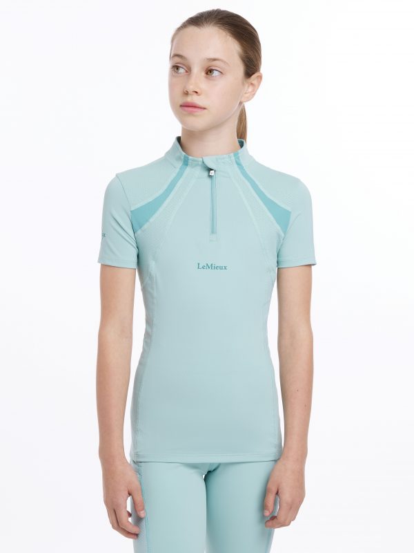 Young Rider Short Sleeve Mia Mesh Base Layer Aqua