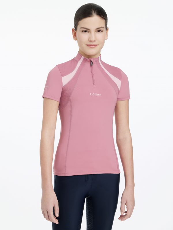 Young Rider Short Sleeve Mia Mesh Base Layer Peony